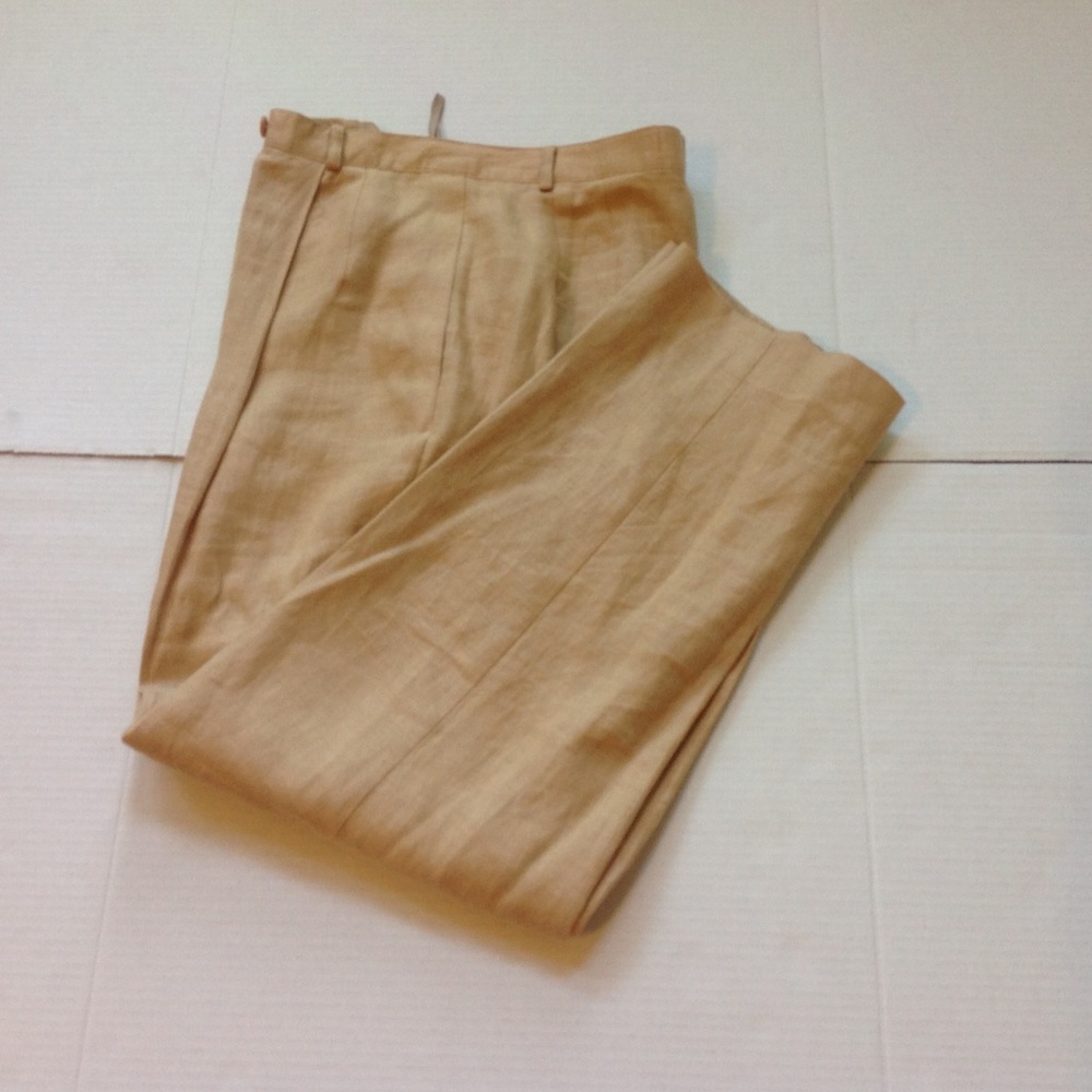 Talbots Tan Linen Pants Irish Pleated
